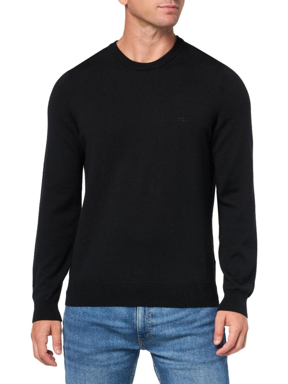 BOSS Hugo Boss Botto-L Wool Sweater Men L Black Logo NWT